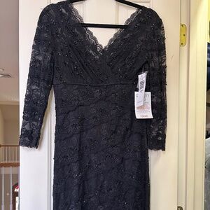 Marina long sleeve stretch lace mini dress NWT